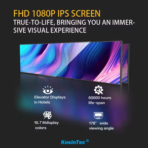 Écran de barre LCD ultra large de 23 "35" 43 "48" 88 "Lecteur de publicité vidéo 4K Moniteur d'affichage d'étagère numérique LCD extensible - Product Image 6