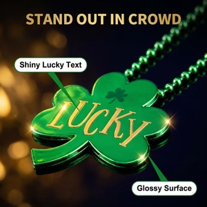Venta Directa de Fábrica: Collar con Colgante de Trébol Verde Luminoso para el Día de San Patricio, Fiestas y Discotecas - Product Image 6