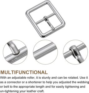 Boucle de ceinture en métal à ardillon unique, à barre centrale carrée, pour artisanat du cuir - Product Image 3