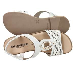 Sandale plate pour femme Valleverde 39, à lanière en T perforée avec perles et bride de cheville - Product Image 6