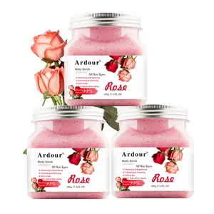 Esfoliante corporal de frutas pronto para enviar, esfoliante corporal rosa, clareador hidratante para todas as cores, para banho e banho