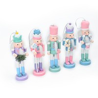 Ensemble de casse-noisettes de 12 cm de couleur macaron, figurines de casse-noisettes miniatures, décorations suspendues pour l'arbre de Noël et le Nouvel An