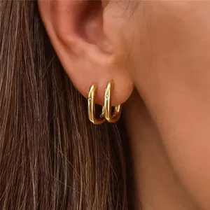 925 <b>Sterling</b> <b>Silver</b> O Shape <b>Hoop</b> Stud Earrings Single Diamond Look Rhodium Plated Brass Elegant Simple Jewelry for Women - Product Image 3