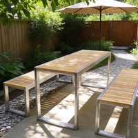 Table et banc de pique-nique en teck moderne sur mesure pour restaurant, parc, table et banc de pique-nique en bois de teck, ensemble de table et banc de salle à manger en plein air