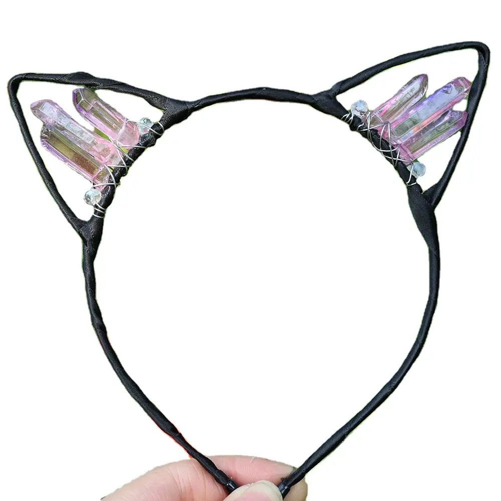 DIY Cat Ear Crown Cristal Headbands para Halloween Props e Party Headwear Acessórios Animal Cat Ear Hair Hoop para Mulheres Meninas