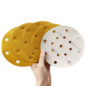 Disco de Lija Redondo OEM de 150 mm y 17 Agujeros, Disco Abrasivo de Óxido de Aluminio Dorado, Disco de Lija con Velcro, Almohadilla de Lija para Madera de 5 Pulgadas - Product Image 2