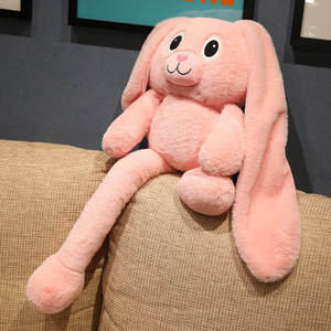 Giocattoli di peluche di coniglio rosa le gambe lunghe possono essere tirate giocattolo di peluche di coniglio di peluche a orecchio lungo - Product Image 3
