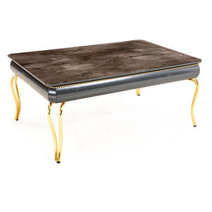 Modern Antique Faux Marble Coffee <b>Table</b> with Metal Frame Durable Living Room Furniture <b>Decor</b> by Rosse - Product Image 3