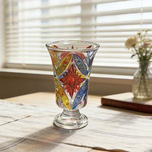 Vaso de Whisky de Cristal Edo Kiriko Tallado a Mano con Recubrimiento de Color, Estilo Japonés Vintage para Whisky, Bourbon, Bar en Casa - Product Image 1