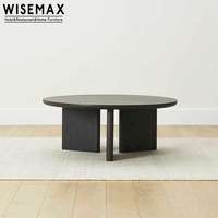 WISEMAX FURNITURE Meubles de salon nordiques Table basse ronde en bois massif naturel avec 3 pieds