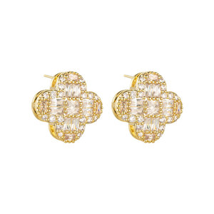 MUYU Four Leaf Clover Stud Earrings S925 Silver Needle Micro Insert Fashion Jewelry Gift - Product Image 5