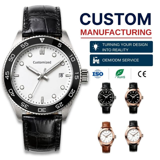 OEM Custom Logo 10ATM Miyota 8215 Mechanical Auto Date Business Men's Automatic Watch Genuine Leather Strap Routing Bezel