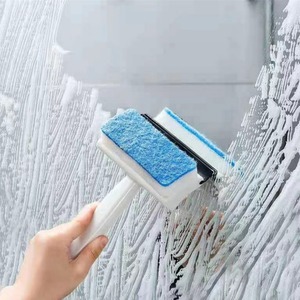 Brosse de nettoyage murale pour salle de bain, double face, microfibre, manche en plastique, pour le nettoyage des carreaux et du verre - Product Image 1