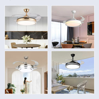 Ventilateur de plafond encastré 6 vitesses 42 pouces ventilateur de lustre de lumière avec pales rétractables