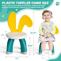 Chaises en plastique pour tout-petits avec dossier en forme d'oreilles de lapin, pour l'intérieur/l'extérieur, le camping, la crèche, la salle de jeux, la maternelle, la plage, pour les enfants de 3 à 6 ans