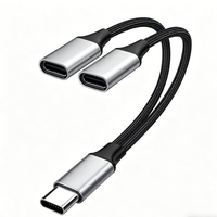 Adaptador de Aluminio Tipo C Macho a Doble USB C Hembra, Carga Rápida PD, Sincronización de Datos, Dongle de Audio de 15 cm para iPad Pro, Computadora, Teléfono Móvil