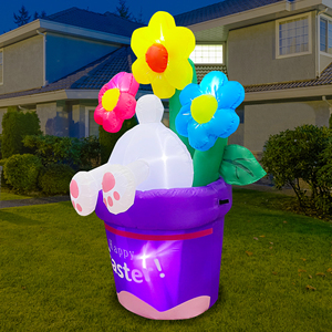 <span class=keywords><strong>Coniglietto</strong></span> e Fiori Gonfiabili 2025 con Luci LED Colorate, Decorazione per Celebrazioni Pasquali, Articoli per Feste Stagionali - Product Image 1