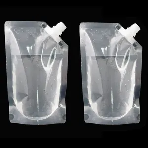 Spouted Standing Bags Custom Printed Stand Up Empty Fruit Juice Packaging Pouch Bag With Spout Transparent Eco Friendly