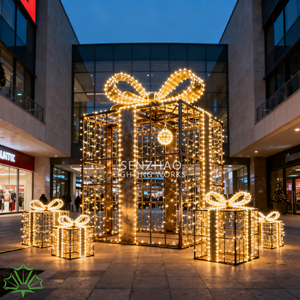 SENZHAO - Juego de Luces LED 3D Grandes con Diseño de Caja de Regalo, IP65, Marco de Hierro, Decoración Navideña para Centros Comerciales y Exhibiciones Comerciales - Product Image 4