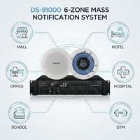 Système de sonorisation commercial 6 zones avec amplificateur de mixage 100V et enceintes encastrables pour bâtiment