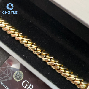 VVS Moissanite Diamond 12MM Iced Out Cuban Link Chain Buss <b>Down</b> Hip Hop Jewelry Plain Cuban Link Bracelet 925 Sterling Silver - Product Image 3
