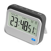 Timer Stopwatch Getar J&R Layar Besar Peringatan Senyap Magnetik 23H59M59S LED Berkedip Getaran untuk Dapur dan Ruang Belajar