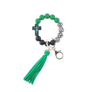 Bracelet élastique en perles de silicone écologiques faites à la main, multicolores, porte-clés, bracelet de poignet - Product Image 6