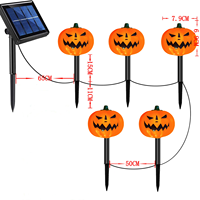 Lampu Taman LED Halloween Bentuk Labu Tersenyum, Tahan Air, Bercahaya, Menggunakan Tenaga Surya, Lampu Hias Dekorasi Halaman Luar Ruangan