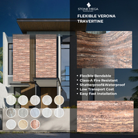 Panel dinding batu Interior dekoratif 3D mcm tahan air dapat ditekuk lembut fleksibel Travertine batu buatan pelapis Dinding