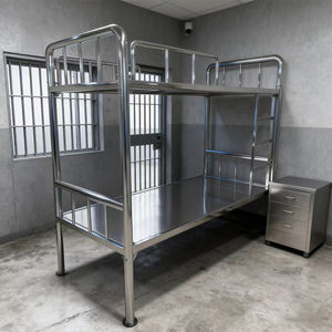 Современные регулируемые по высоте кровати из нержавеющей стали с двухъярусными и двуспальными кроватями для использования в школьных апартаментах отеля-прямые продажи с завода - Product Image 2