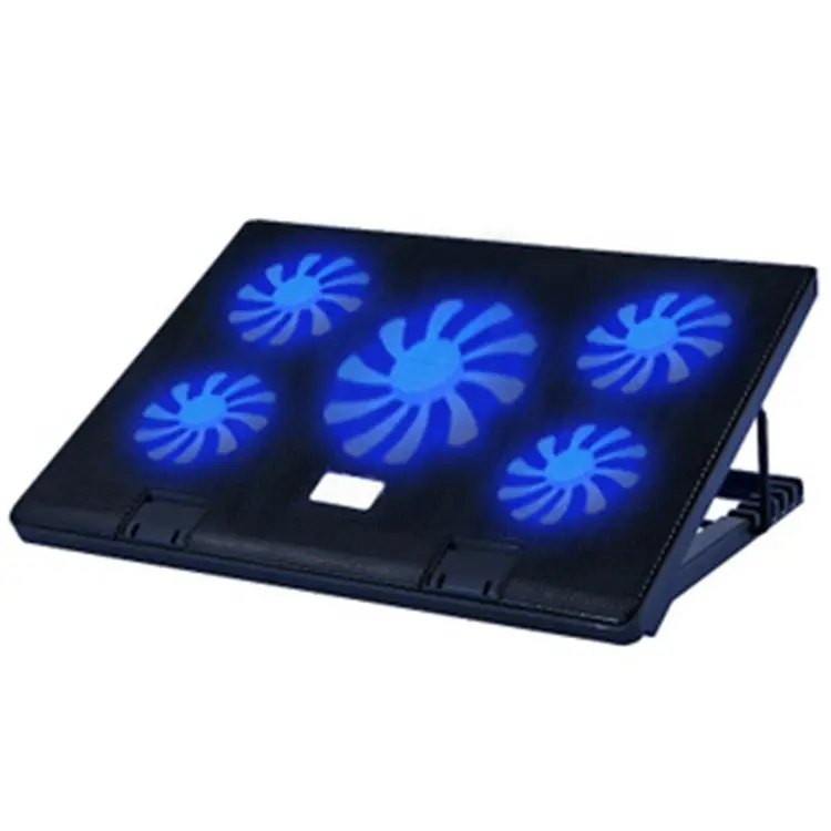 Laptop Cooling Pad 5 Fans Up to 17.3 Inch Heavy Notebook Cooler with Blue LED Lights and 2 USB Ports
