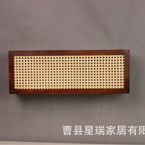 Boîte de rangement pour routeur en rotin de style rétro japonais, étagère murale en bois massif pour WiFi, boîte de rangement pour dissimuler les prises. - Product Image 3
