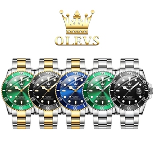 Olevs 6650 jam tangan <span class=keywords><strong>Analog</strong></span> otomatis pria, arloji mewah hitam emas tahan air tanggal otomatis Stainless Steel, jam tangan bercahaya untuk pria - Product Image 6