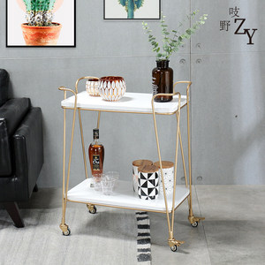 Nordic Metal Mobile Beverage Service Cart Cake <strong>Trolley</strong> Tea Cart <strong>Hand</strong>-Pulled Storage Rack Sideboard Home <strong>Small</strong> Dining Cart - Product Image 1