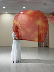 Nouveaux drapeaux de danse du ventre, 140*140 drapeaux de louange avec motif de flamme et poteaux télescopiques, costumes de spectacle d'église - Product Image 2