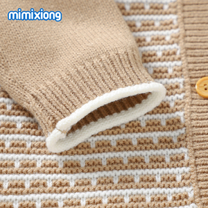 新款设计米米雄婴儿连身裤针织学步毛衣连身裤翻领婴儿服装 - Product Image 4