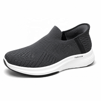 2026 Logo Personnalisé Homme Baskets Chaussette Flyknit Mains Libres Slip On Support Talon 5D Plateforme Rembourrée Grises Chaus