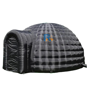 Carpa de cúpula de iglú de aire inflable plegable negro de Material Oxford gigante con soplador para exteriores - Product Image 2