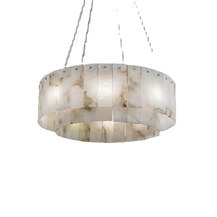 Simple modern new Chinese light luxury alabaster chandelier natural marble lamp villa living room lamps