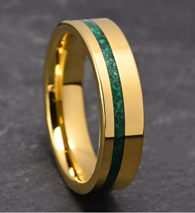 Lezen Om Te Verzenden Niet-Aantast 6Mm Wolfraam <span class=keywords><strong>Ring</strong></span> Voor Vrouwen 18K Geel Verguld <span class=keywords><strong>Ring</strong></span> Inlay Natuurlijke Pauw Steen Meisjes <span class=keywords><strong>Ring</strong></span> - Product Image 5