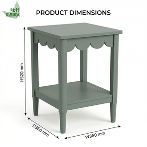 Mesa Auxiliar Cuadrada Minimalista Decorativa con Borde Festoneado <span class=keywords><strong>de</strong></span> 2 Niveles, Mesa Consola <span class=keywords><strong>de</strong></span> Madera Verde Salvia, Mesa <span class=keywords><strong>de</strong></span> Noche para Dormitorio, Sala <span class=keywords><strong>de</strong></span> Estar o Residencia Universitaria - Product Image 2