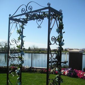 Pergola en fer avec écran optionnel, artisanat, arche de jardin avec abri imperméable et clôture en métal enduit de poudre - Product Image 4