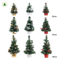 Mini sapin de Noël de table 20-40 cm, sapin artificiel floqué de neige, cônes, nœuds, boîte cadeau, décoration de table pour la maison, décorations de Noël MT002