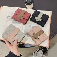 Dompet tangan wanita, gaya Korea dompet PU pendek wanita dengan desain Niche modis semua-cocok tas genggam kasual penutup terbuka lapisan poliester
