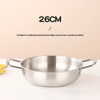 Mini marmite en acier inoxydable au design classique de style coréen avec couvercle doré binaural pour fruits de mer Soupe ramen espagnole Nouilles instantanées