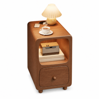 Nouvelle table de chevet en bois massif, extrêmement étroite et minimaliste, table d'appoint pour chambre à coucher, étagère de rangement ultra-étroite, petite taille