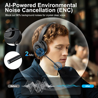 Headset USB Call Center dengan Mikrofon Peredam Kebisingan AI Ganda, Headphone Kantor Suara Surround 7.1 untuk Pekerjaan Jarak Jauh dan Pembelajaran Online
