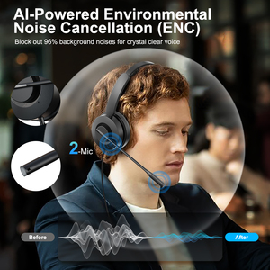 Cuffie USB per Call Center con Doppio Microfono AI per Cancellazione del Rumore, Audio Surround 7.1, per Lavoro Remoto e Apprendimento Online - Product Image 2