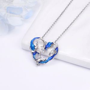 Collar de Moda con Diamantes Azules en Forma de Ola, Colgante de Estrella y Mar, Amor y Libertad, Collar de Clavícula, Joyería Oceánica - Product Image 3