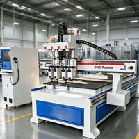 Routeur CNC multifonction à têtes multiples, machine de gravure et de découpe du bois à 4 procédés, système de contrôle Syntec, haute productivité